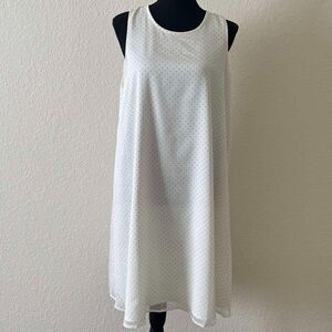Tommy Hilfiger Sleeveless White with Gold Polka Dot Lined Dress Size 12